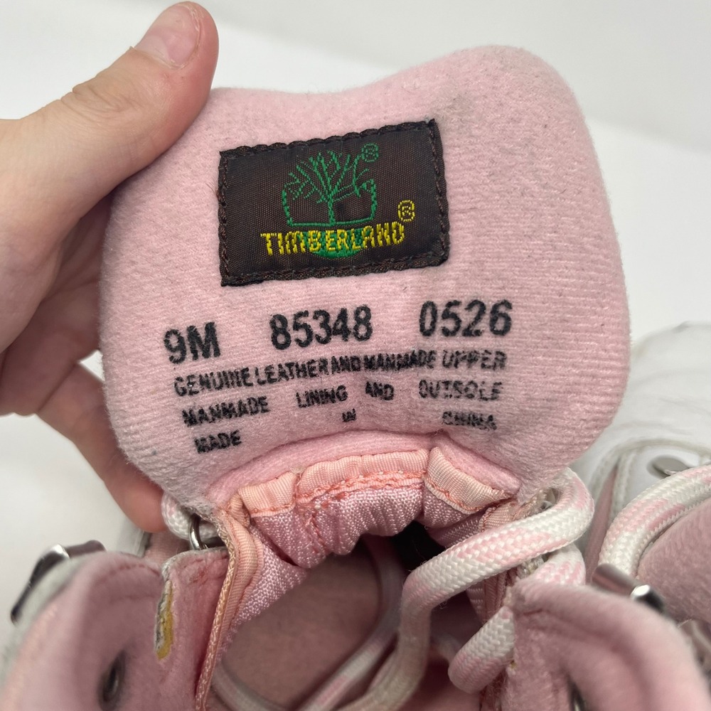 Timberland Euro Hiker White Pink Leather Hiking Boots Womens 9M 85348 - Picture 6 of 9